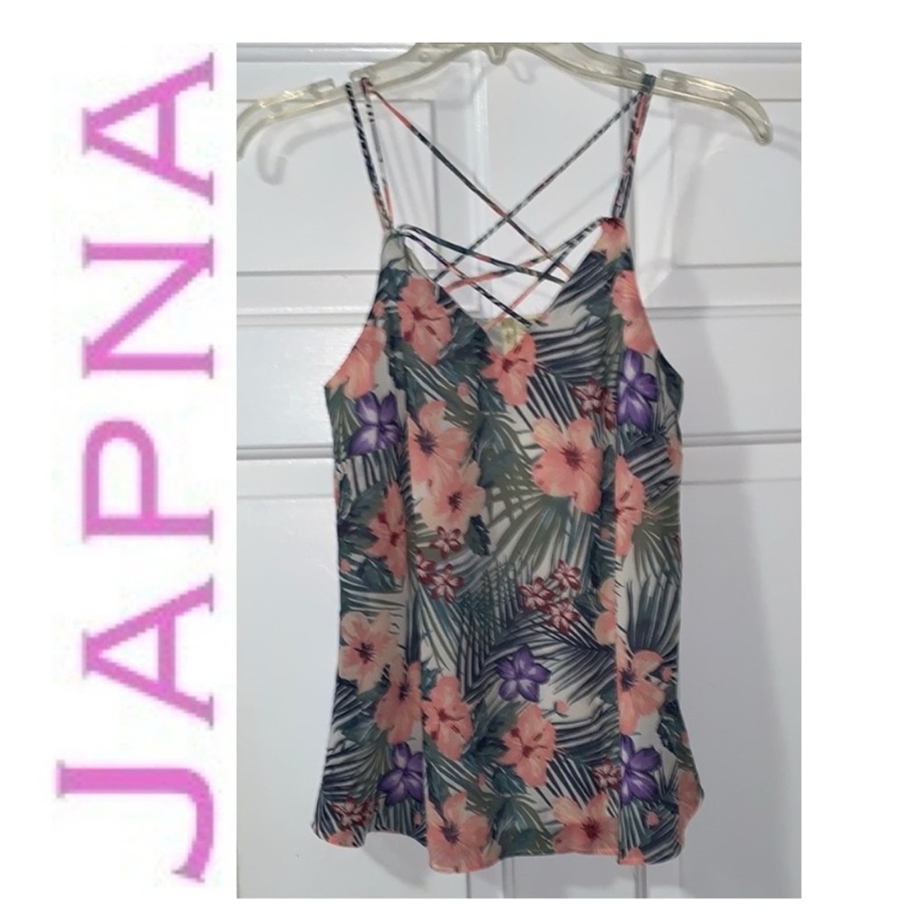 🍇 JAPNA Floral Strappy Sleeveless Summer Top NWT XS